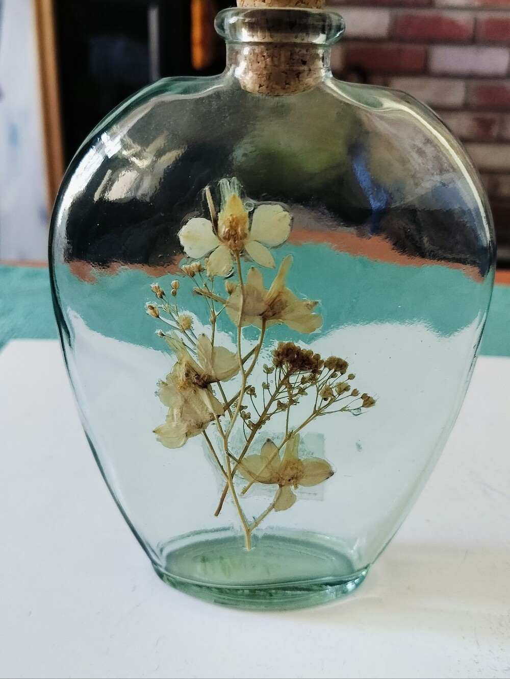 Impressed Glassware Designs Santa Cruz CA Pressed Flower Heart Glass Bottle